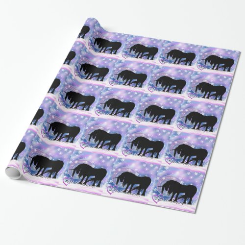 The Mystical Black Unicorn Let It Snow Wrapping Paper