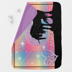 The Mystical Black Unicorn (multi-colored square) Baby Blanket