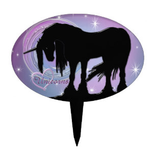 The Mystical Black Unicorn (Pastel Swirl) Cake Topper