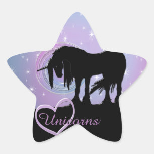 The Mystical Black Unicorn (Pastel Swirl) Star Sticker