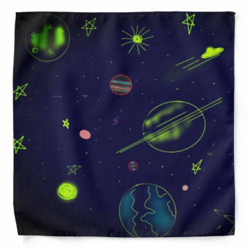 The Mystical Neon Galaxy Bandana