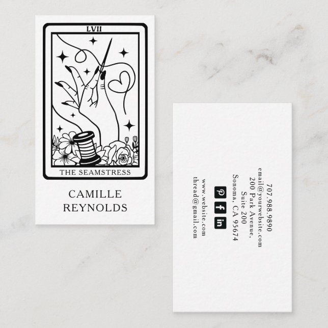 The Mystical Seamstress Tailor Tarot Business Card (Front/Back)