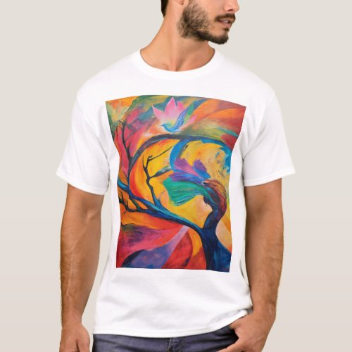 The Mystical Tree and the Colorful Bird T_Shirt