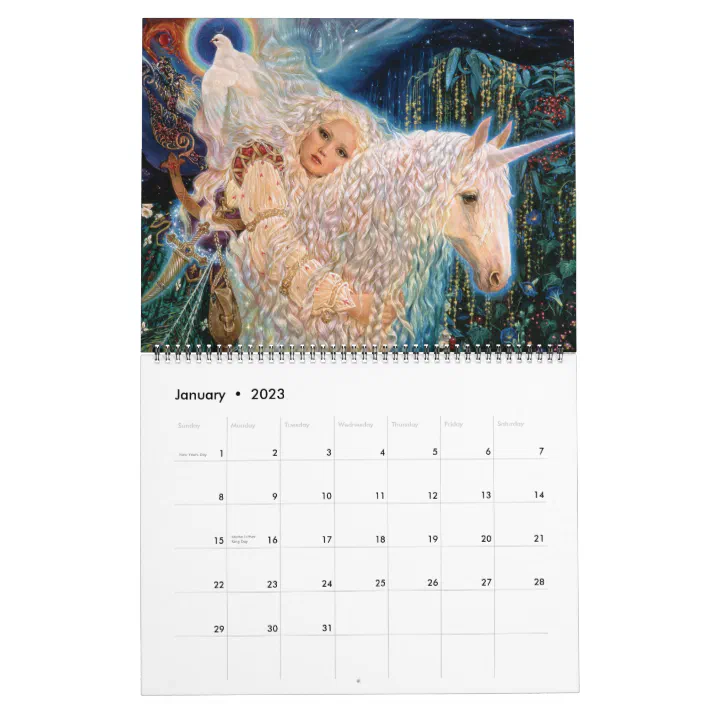 Unicorn Calendar 2023 'The Mystical Unicorn' Calendar By Elizabeth Kyle | Zazzle.com