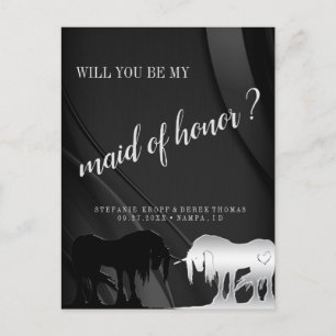 The Mystical Unicorn ~Will you be my maid of honor Postcard