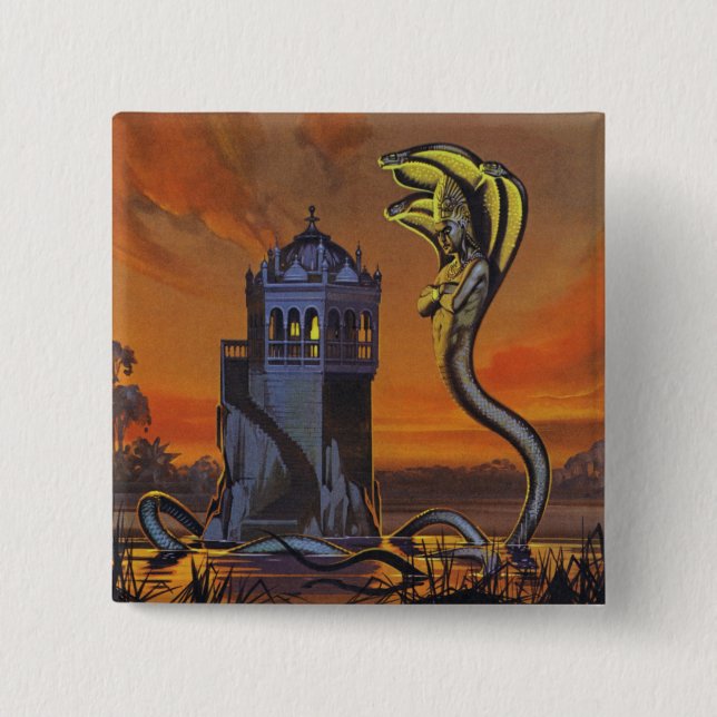 The Naga-King (colour litho) Button (Front)