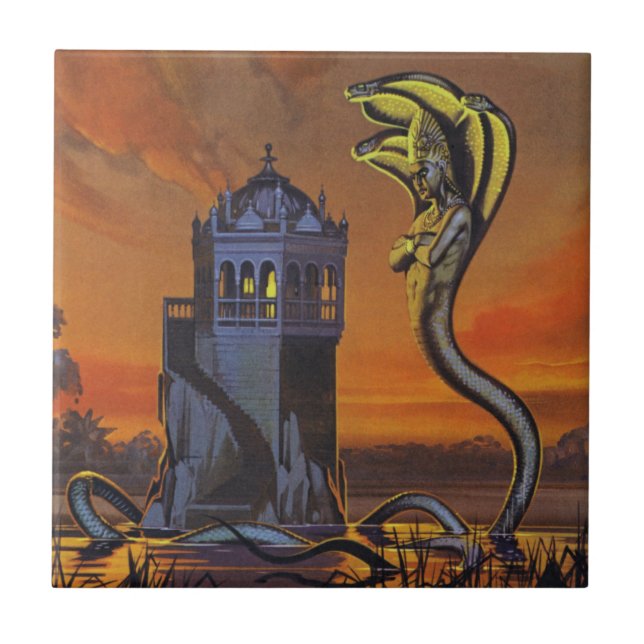 The Naga-King (colour litho) Ceramic Tile (Front)