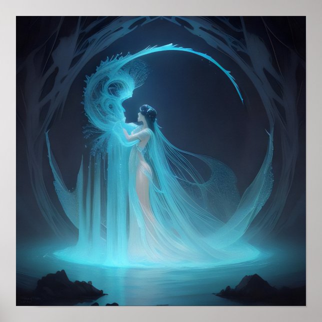 The Naiad AI Fantasy Digital Art Print Underworld (Front)