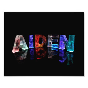 The Name Aiden in 3D Lights Photo Print