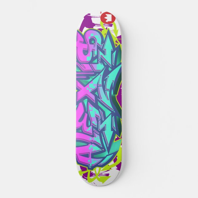 The name Alexis in graffiti Skateboard Deck (Front)