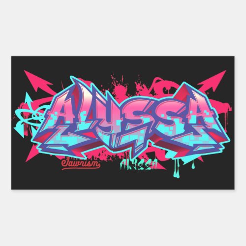 The name Alyssa in graffiti_Rectangle Stickers