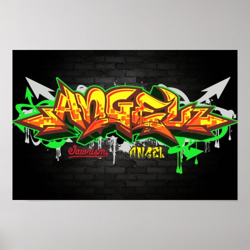 The name Angel in graffiti Poster