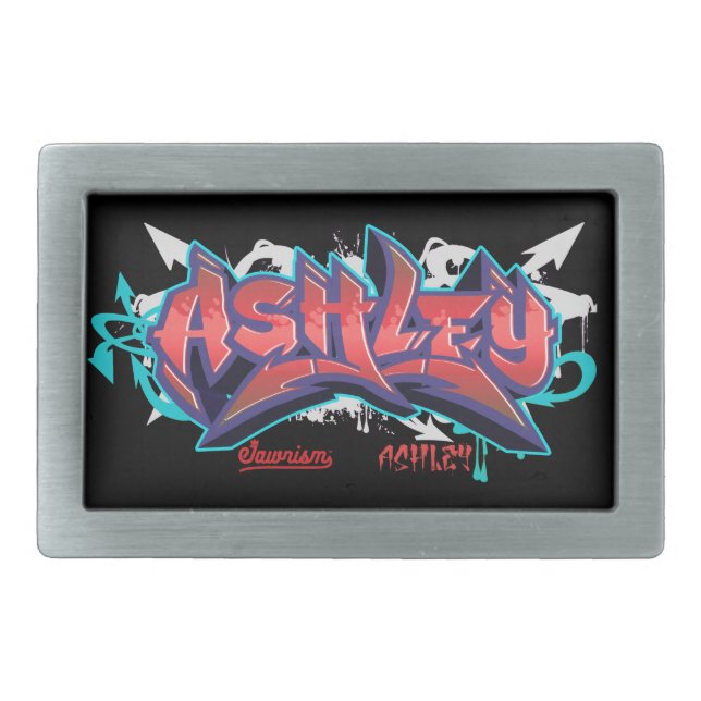 The name Ashley in graffiti-Hip-Hop Belt Buckles (Front)