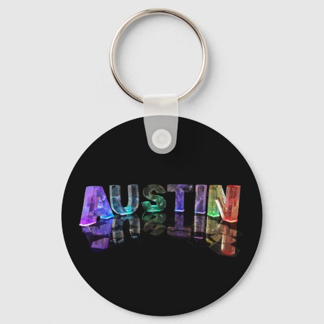 The Name Austin in 3D Lights Keychain (Front)