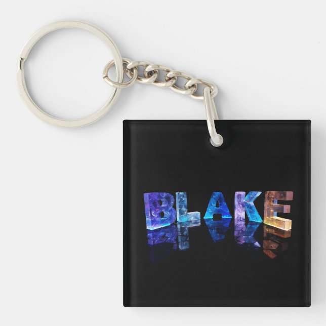 The Name Blake in 3D Lights Keychain (Front)