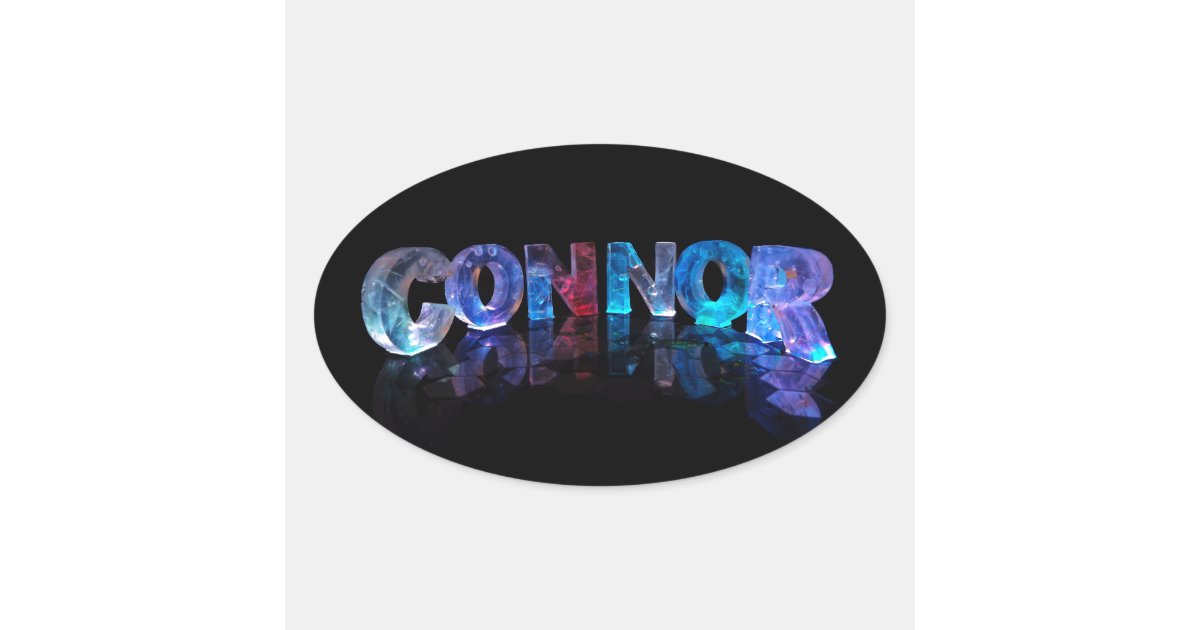 The Name Connor in 3D Lights Oval Sticker | Zazzle