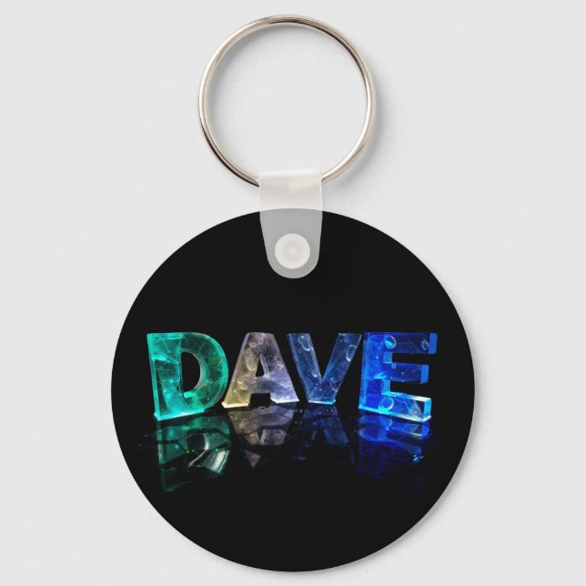 The Name Dave in 3D Lights (Photograph) Keychain (Front)
