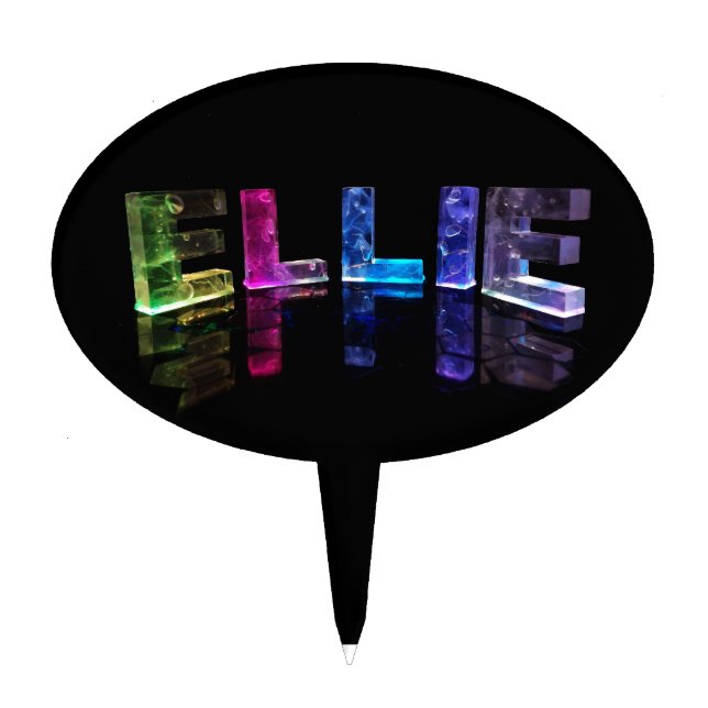 The Name Ellie in 3D Lights (Photograph) Cake Topper (Front)