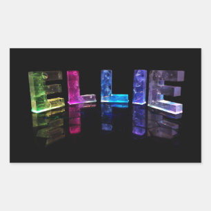 The Name Ellie in 3D Lights (Photograph) Rectangular Sticker