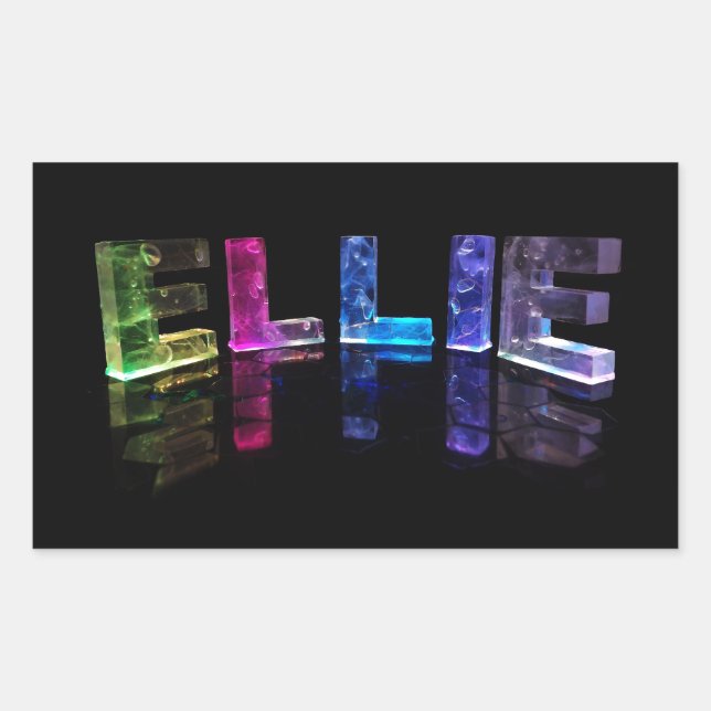 The Name Ellie in 3D Lights (Photograph) Rectangular Sticker (Front)