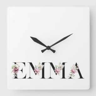 The name Emma. Female names. Square Wall Clock