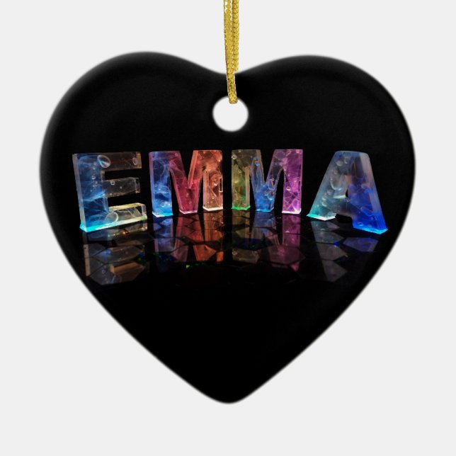 The Name Emma in 3D Lights (Photograph) Ceramic Ornament (Front)