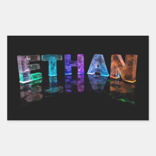 The Name Ethan in 3D Lights (Photograph) Rectangular Sticker
