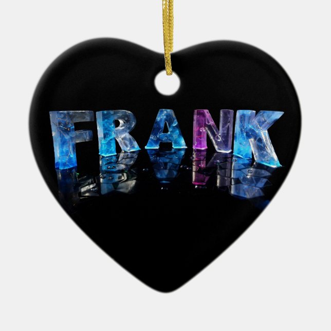 The Name Frank in 3D Lights (Photograph) Ceramic Ornament (Front)