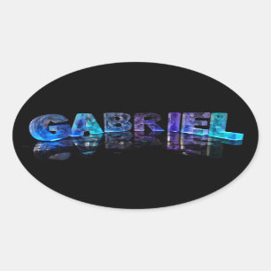 The Name Gabriel in 3D Lights (Photograph) Oval Sticker