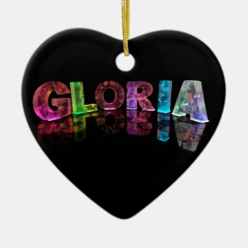The Name Gloria in 3D Lights Photograph Ceramic Ornament