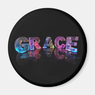 The Name Grace in 3D Lights (Photograph) Magnet