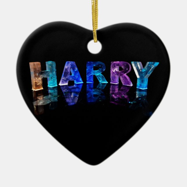 The Name Harry in 3D Lights (Photograph) Ceramic Ornament (Front)