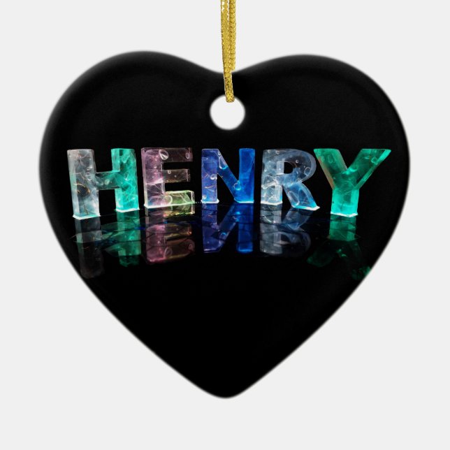 The Name Henry in 3D Lights (Photograph) Ceramic Ornament (Front)