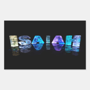 The Name Isaiah in 3D Lights (Photograph) Rectangular Sticker
