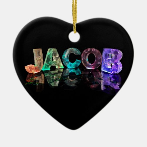 The Name Jacob in 3D Lights Photograph Ceramic Ornament