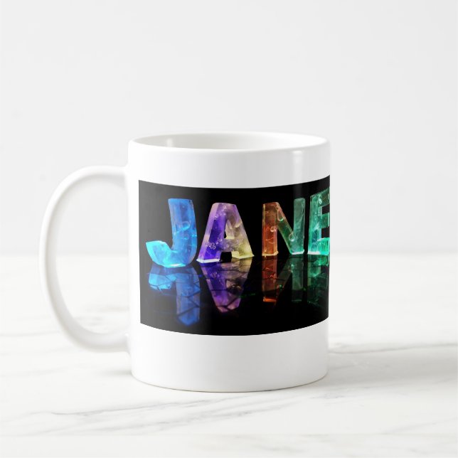 The Name Jane in 3D Lights (Photograph) Coffee Mug (Left)