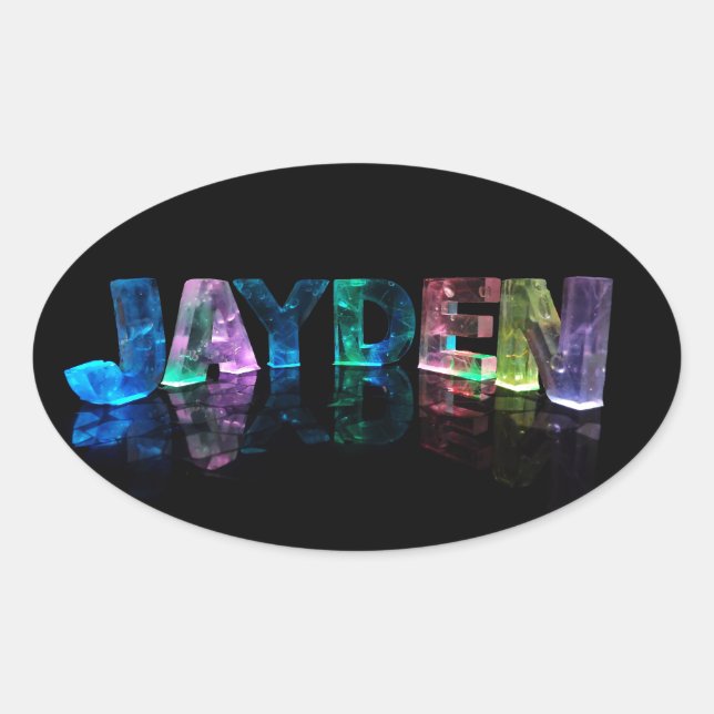 The Name Jayden in 3D Lights (Photograph) Oval Sticker (Front)