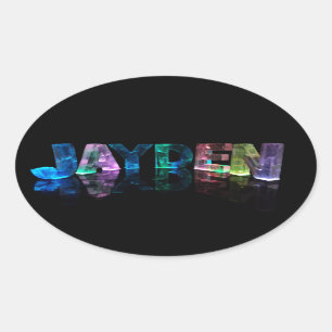 The Name Jayden in 3D Lights (Photograph) Oval Sticker