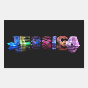 The Name Jessica in 3D Lights (Photograph) Rectangular Sticker