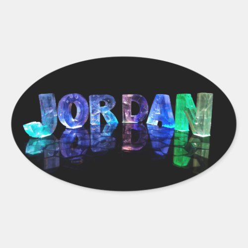 The Name Jordan in 3D Lights Photograph Oval Sticker