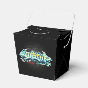 The name Justin in graffiti Favor Boxes
