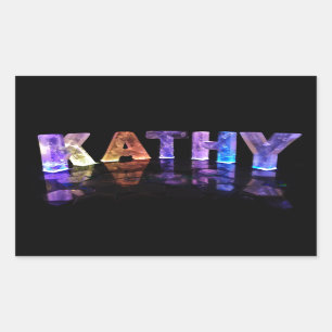 The Name Kathy in 3D Lights (Photograph) Rectangular Sticker
