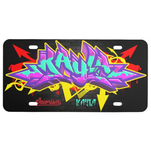 The name Kayla in graffiti License Plate