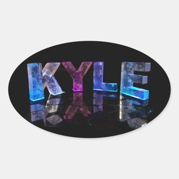 The Name Kyle in 3D Lights (Photograph) Oval Sticker