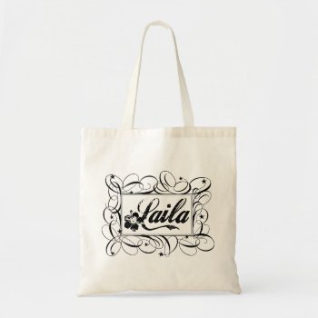 The Name Laila In Black Inside Stylish Frame Tote Bag by mystic_persia at Zazzle