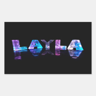 The Name Layla in 3D Lights (Photograph) Rectangular Sticker