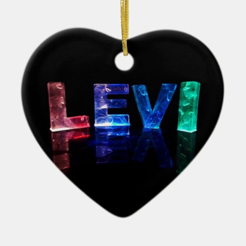 The Name Levi in 3D Lights Photograph Ceramic Ornament