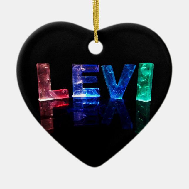 The Name Levi in 3D Lights (Photograph) Ceramic Ornament (Front)