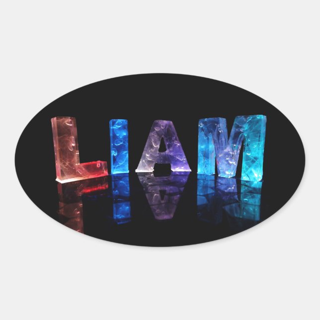 The Name Liam in 3D Lights (Photograph) Oval Sticker (Front)