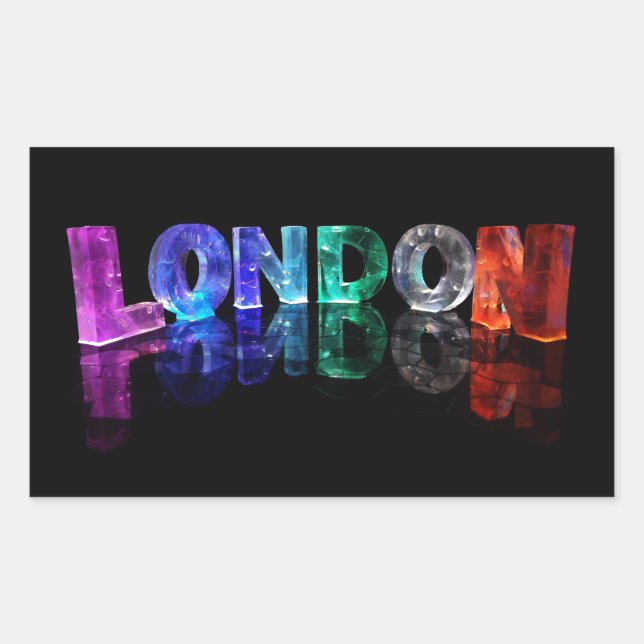 The Name London in 3D Lights (Photograph) Rectangular Sticker (Front)